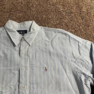 Ralph Lauren Shirt Mens‎ Extra Large Blue White Striped Classic Fit Polo Pony